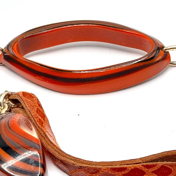 Chico's Orange Brown Leather Belt, 40" - Picture 6 of 11